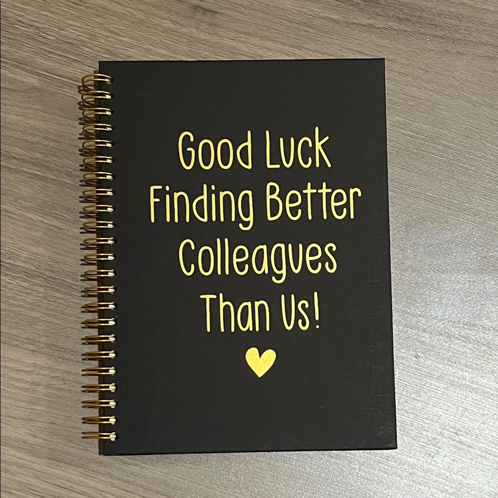 Good Luck Black and Gold Spiral Notebook new